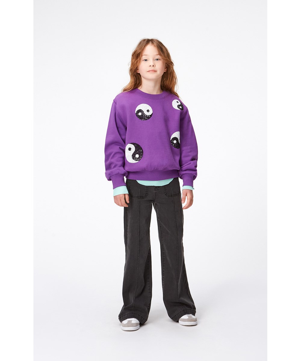 Adina - Charcoal - Schwarze Trompetenhose