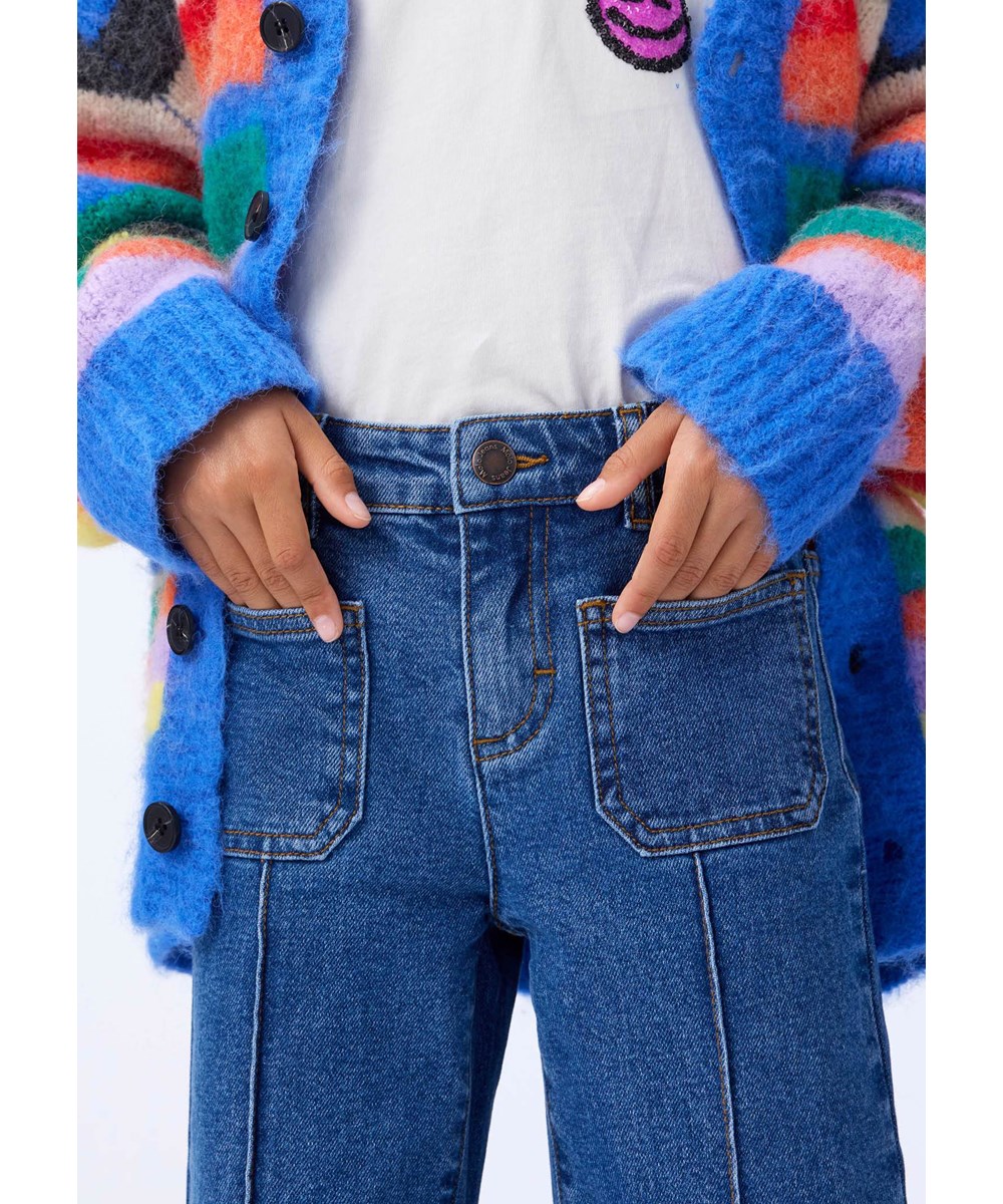Adina - Washed Vintage - 70er-Jahre Jeans in Denimblau für Kinder aus Öko-Baumwolle.