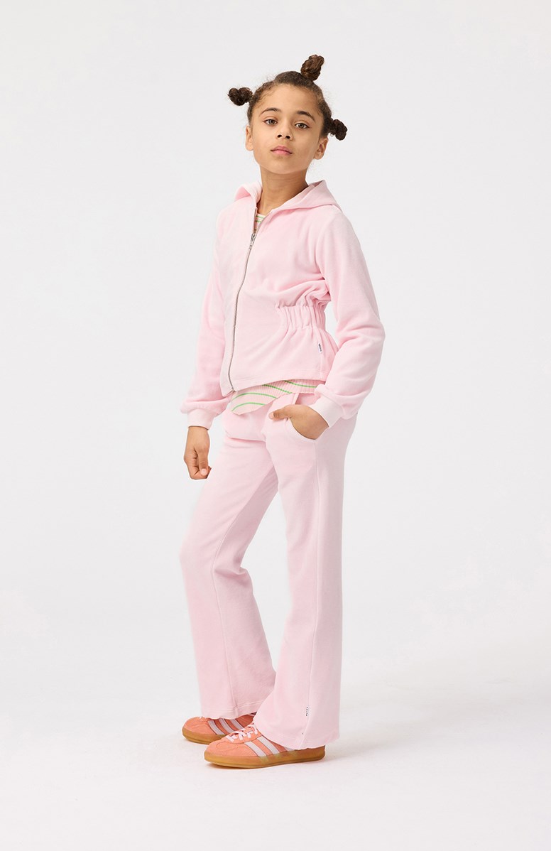 Adoria - Charlotte Pink - Rosa Trompeten-Samt-Hose aus weicher Baumwolle für Kinder.