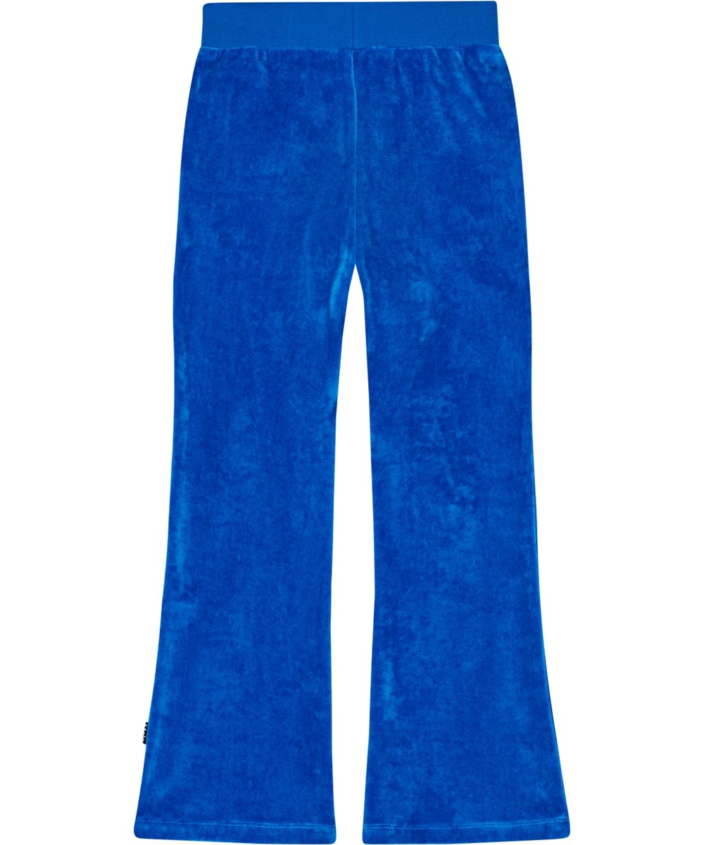 Adoria - Lapis Blue - Weiche marineblaue Velours-Hose mit ausgestellter Trompetenform.