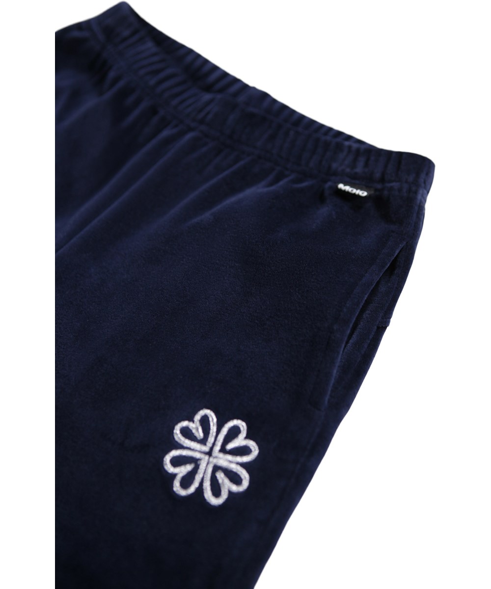 Adriana - Galaxy Blue - Dunkelblaue Samthose für Kinder aus weicher Baumwolle.