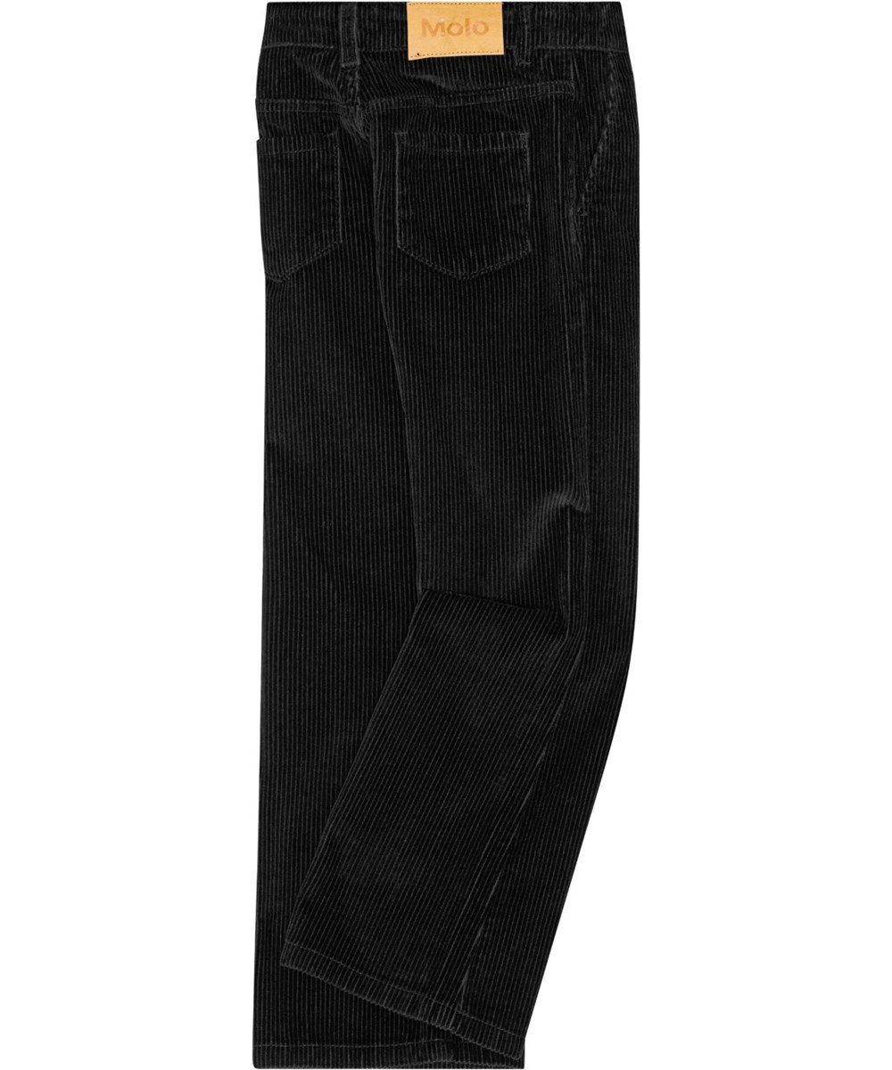 Aida - Black - Ausgestellte schwarze Samthose mit Vorder- und Gesäßtaschen.
