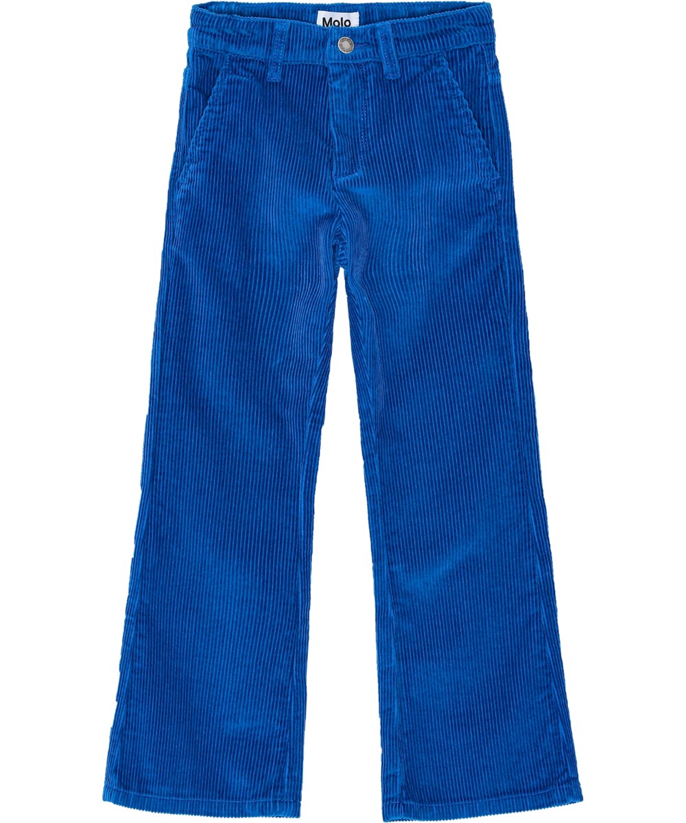 Aida - Lapis Blue - Weiche marineblaue Baumwoll-Samt-Hose mit ausgestellter Silhouette.