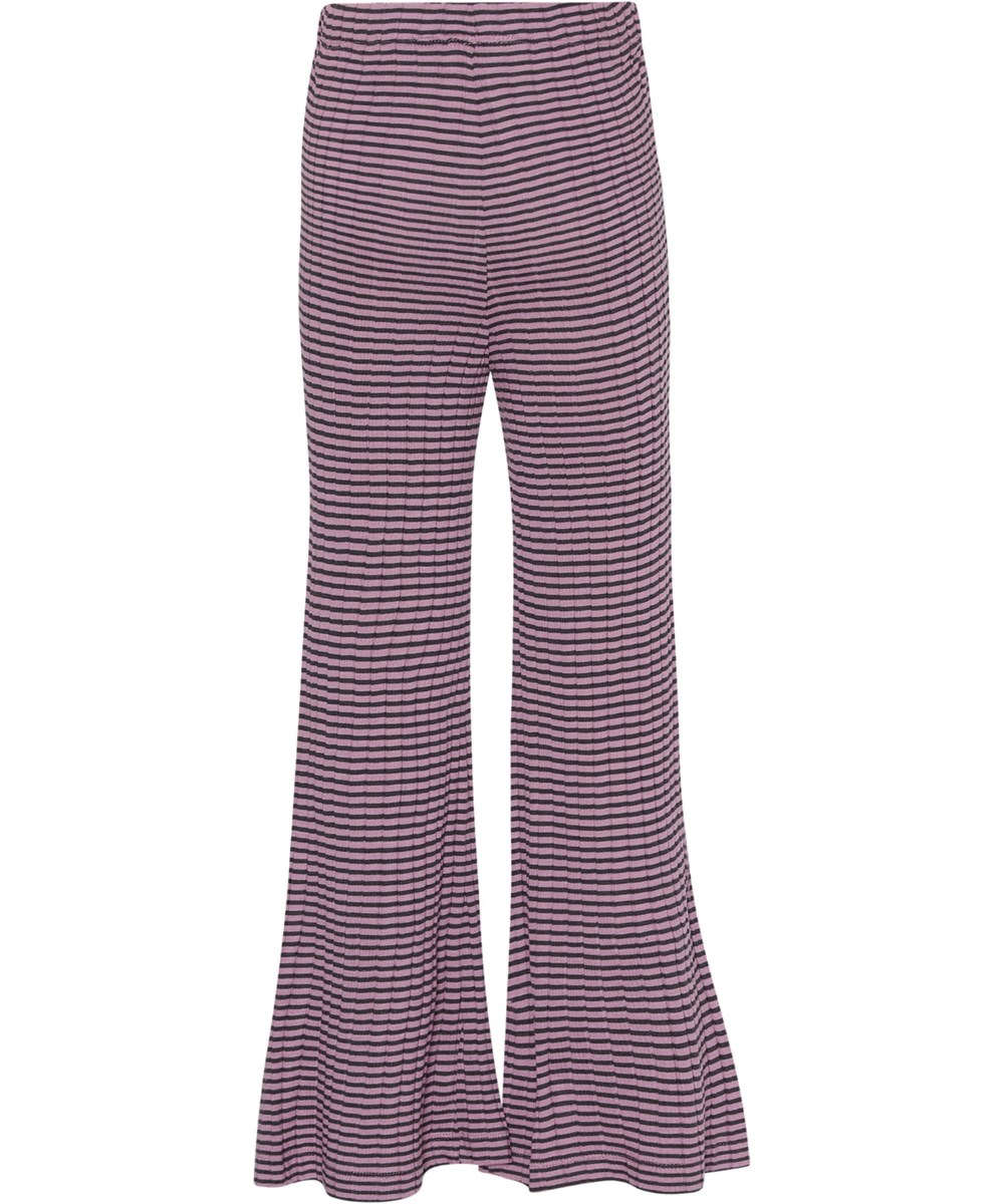 Alexandra - Space Purple Stripe - Lila Hose mit schwarzen Rippstreifen