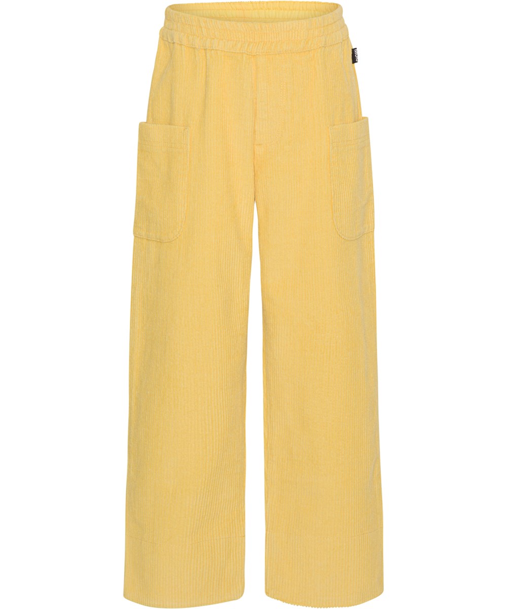 Alfia - Mimosa Yellow - Gelbe Hose aus breit geripptem Samt