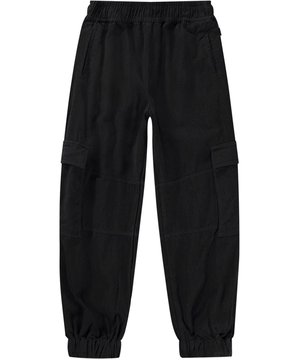 Aliki - Black - Stylische schwarze Cargohosen aus Öko-Baumwolle.