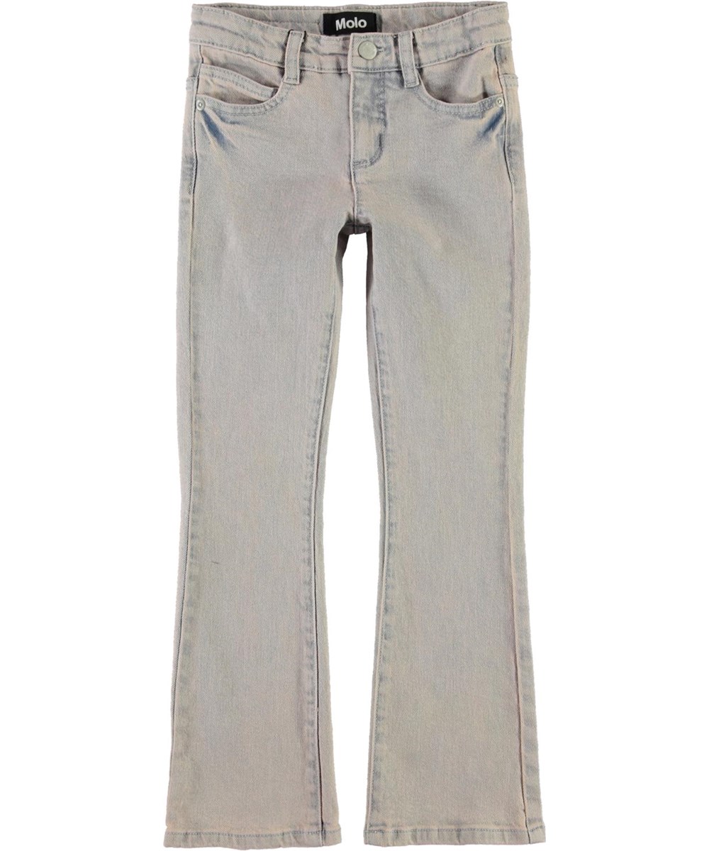 Aliza - Blush Blue Wash - Blaue rosa Denim-Hosen mit Schlag