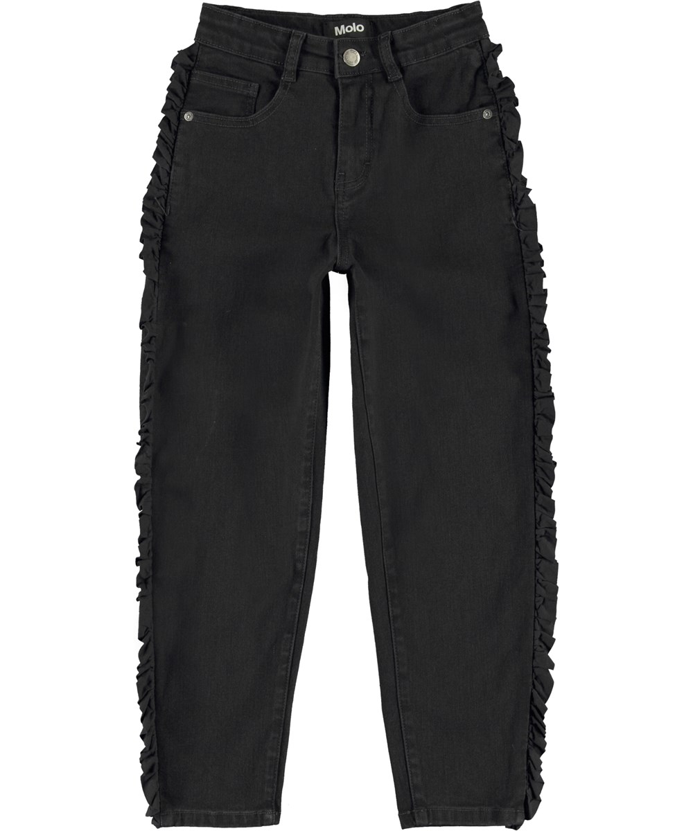 Allis - Black Denim - Schwarze Jeans mit Fransen