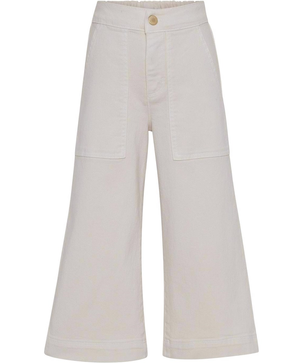 Alyna - Pearled Ivory - Weiße weite Hose mit großen Taschen