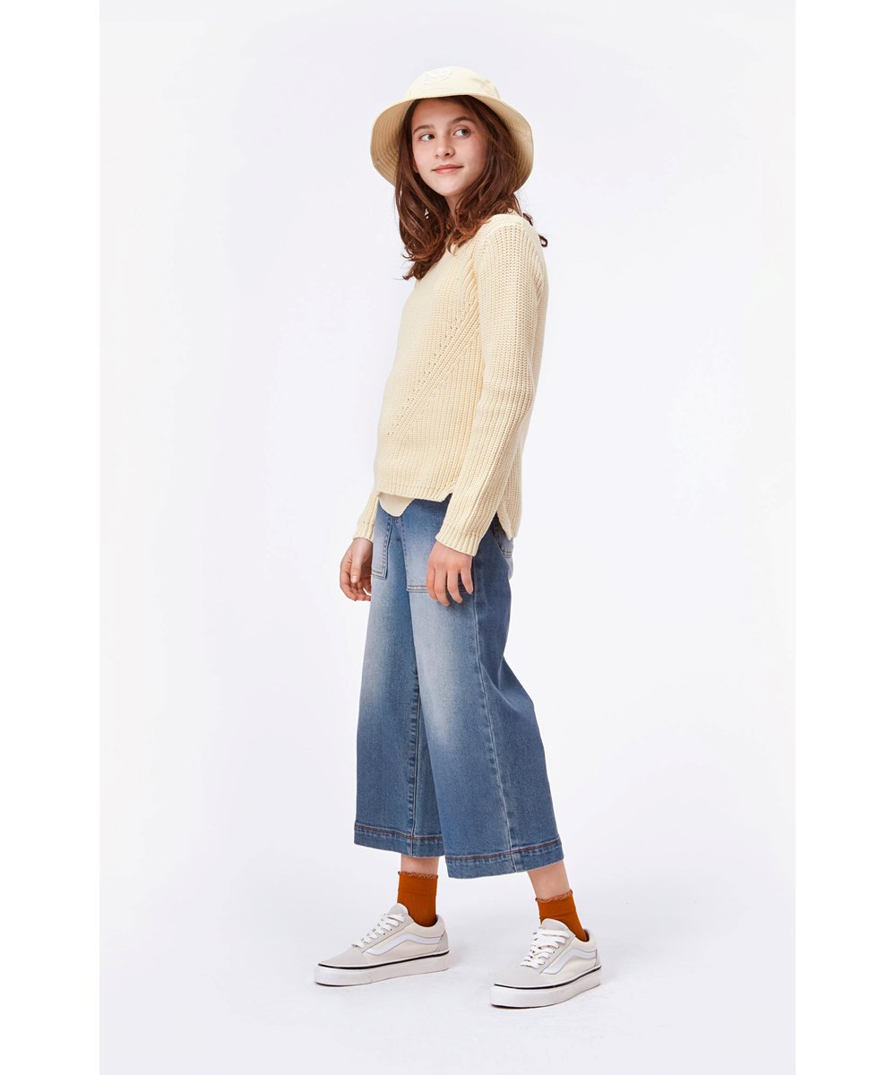 Alyna - Vintage Denim - Helle blaue Denim culotte Hose