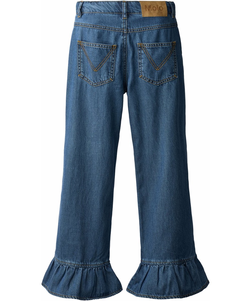 Amara - Blue Vintage - Weiche blaue Jeanshose für Kinder aus einer Viskose- und Baumwollmischung.