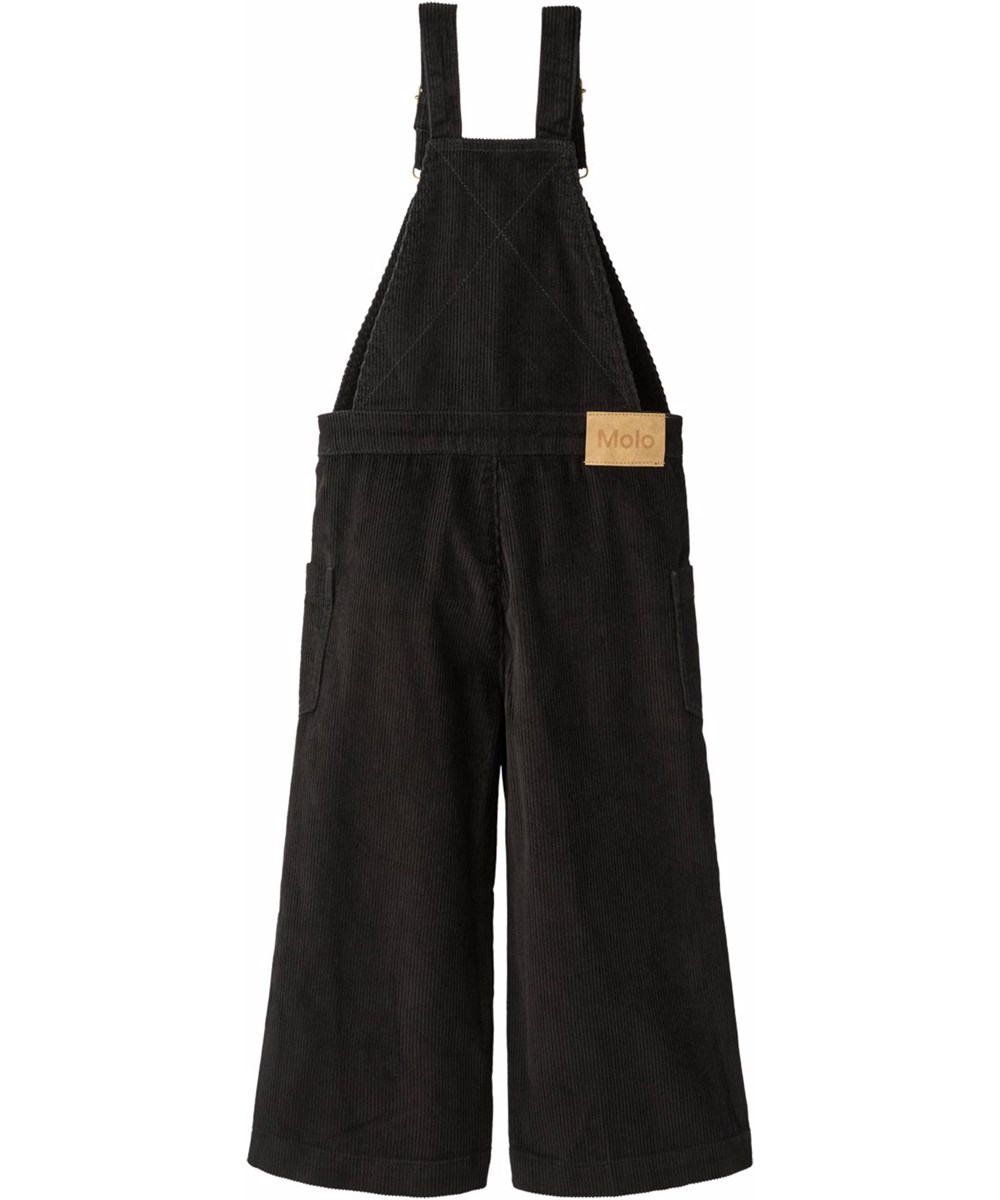 Amber - Black - Schwarze weiche Cord-Latzhosen für Kinder.