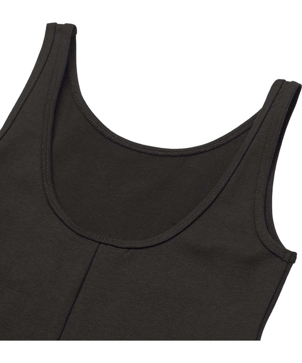 Angelica - Black - Einteiliger Anzug aus Ökologischem Stretch-Baumwolljersey für Kinder.