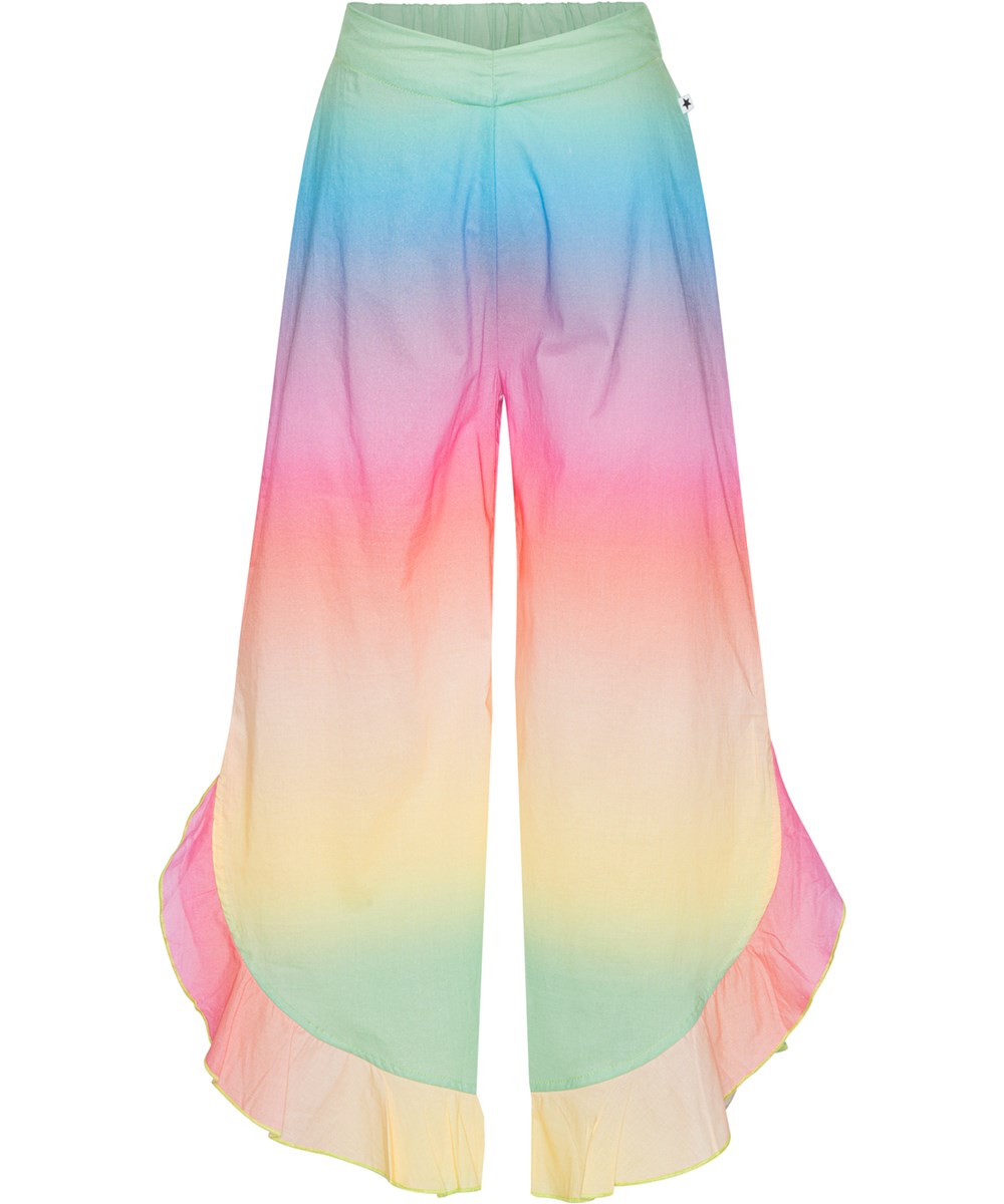 Aretha - Sorbet Stripe - Luftige Hose aus Öko-Baumwolle mit Pastellfarben und Rüschen