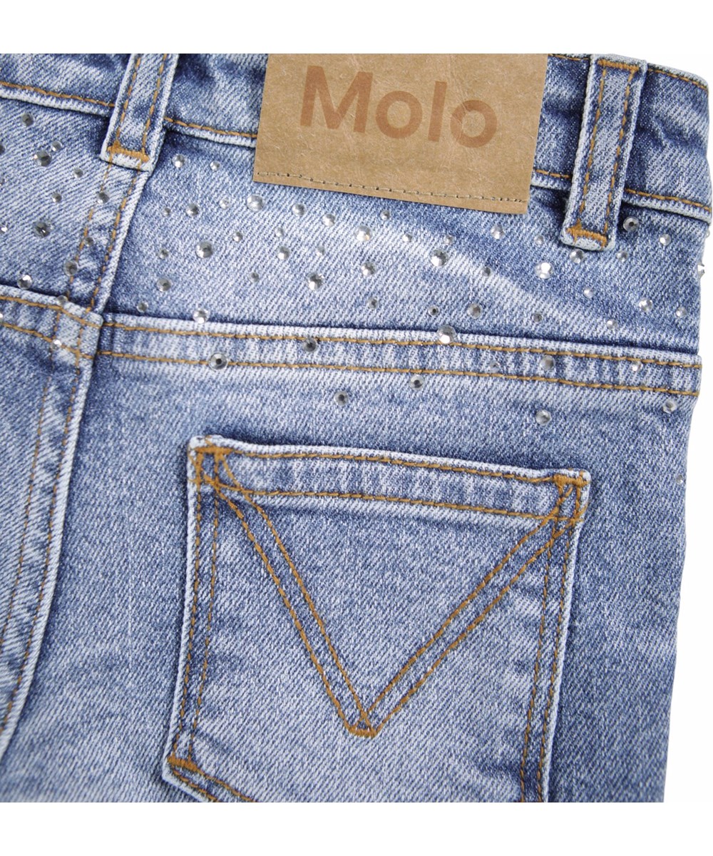 Asta - Rhinestone Denim - Blaue Jeans für Kinder aus Öko-Baumwolle mit Strasssteinen.