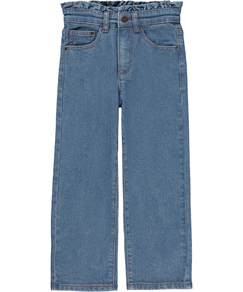 Astrid - Clear Blue - Blaue Cropped-Jeans mit Rüschendetail