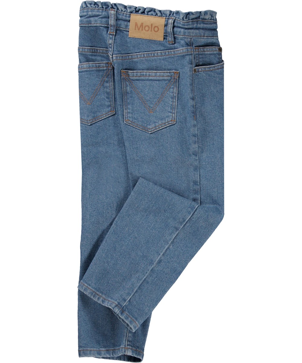 Astrid - Clear Blue - Blaue Cropped-Jeans mit Rüschendetail