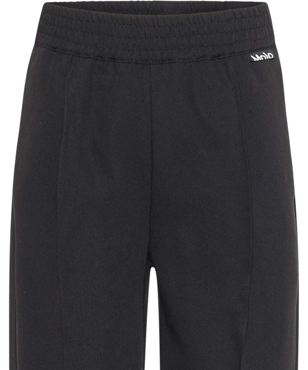 Atla - Black - Schwarze lockere Hose mit elastischer Taille