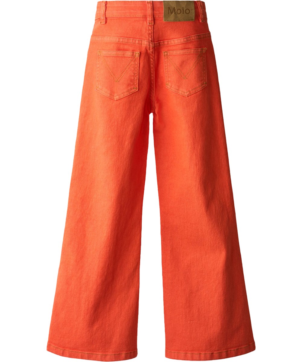 Atla - Love - Rote Jeans für Kinder aus dehnbarem, biologischem Baumwollstoff mit ausgestelltem Design