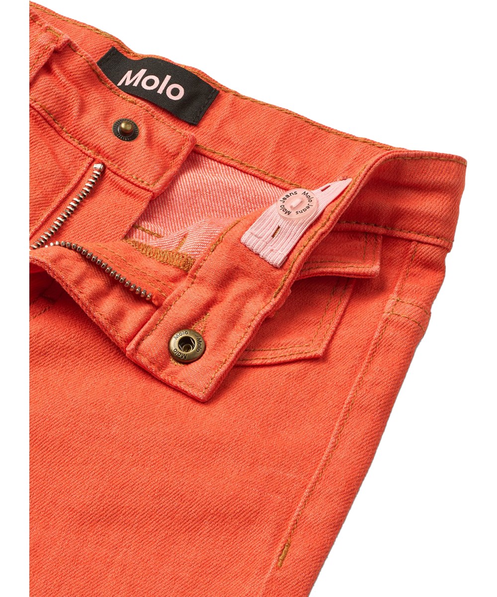 Atla - Love - Rote Jeans für Kinder aus dehnbarem, biologischem Baumwollstoff mit ausgestelltem Design