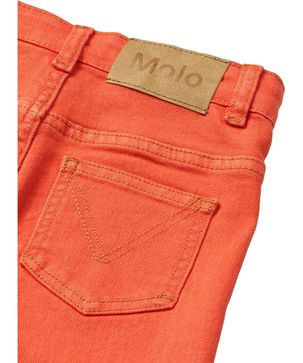 Atla - Love - Rote Jeans für Kinder aus dehnbarem, biologischem Baumwollstoff mit ausgestelltem Design