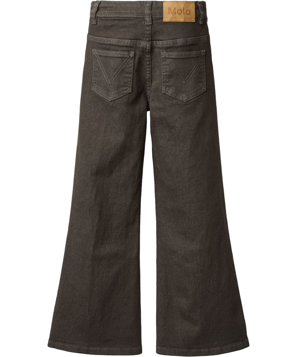 Atla - Raven - Grauschwarze Jeans für Kinder aus dehnbarem, biologischem Baumwollstoff mit ausgestelltem Design