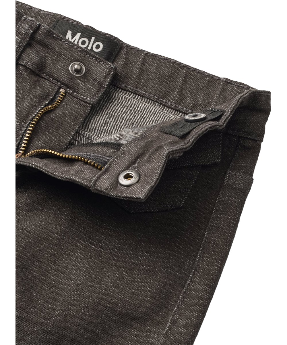 Atla - Raven - Grauschwarze Jeans für Kinder aus dehnbarem, biologischem Baumwollstoff mit ausgestelltem Design