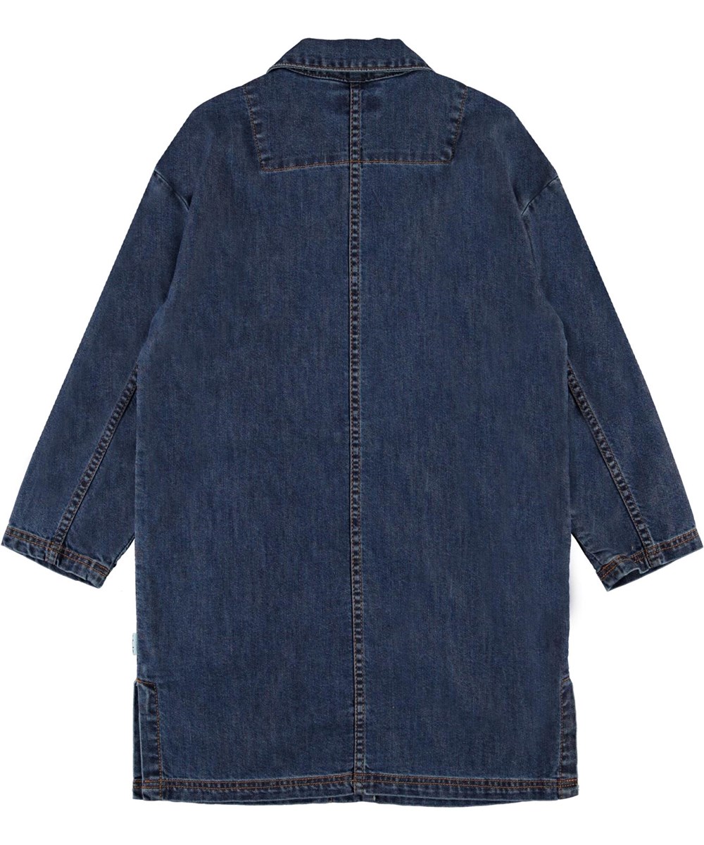 Hana - Washed Indigo - Lange blaue Jeansjacke