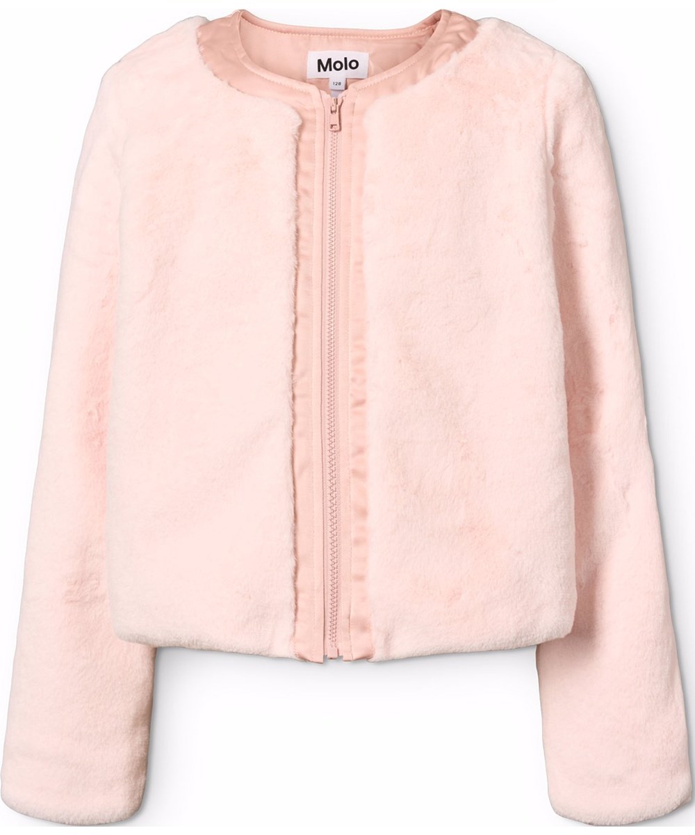 Helen - Rose Hips - Rosa Kunstpelzjacke für Kinder.