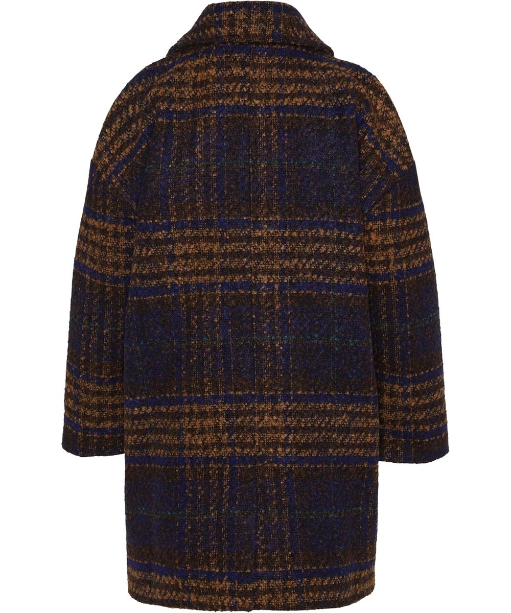 Holla - Autumn Check - Blau-gold karierter Wollmantel