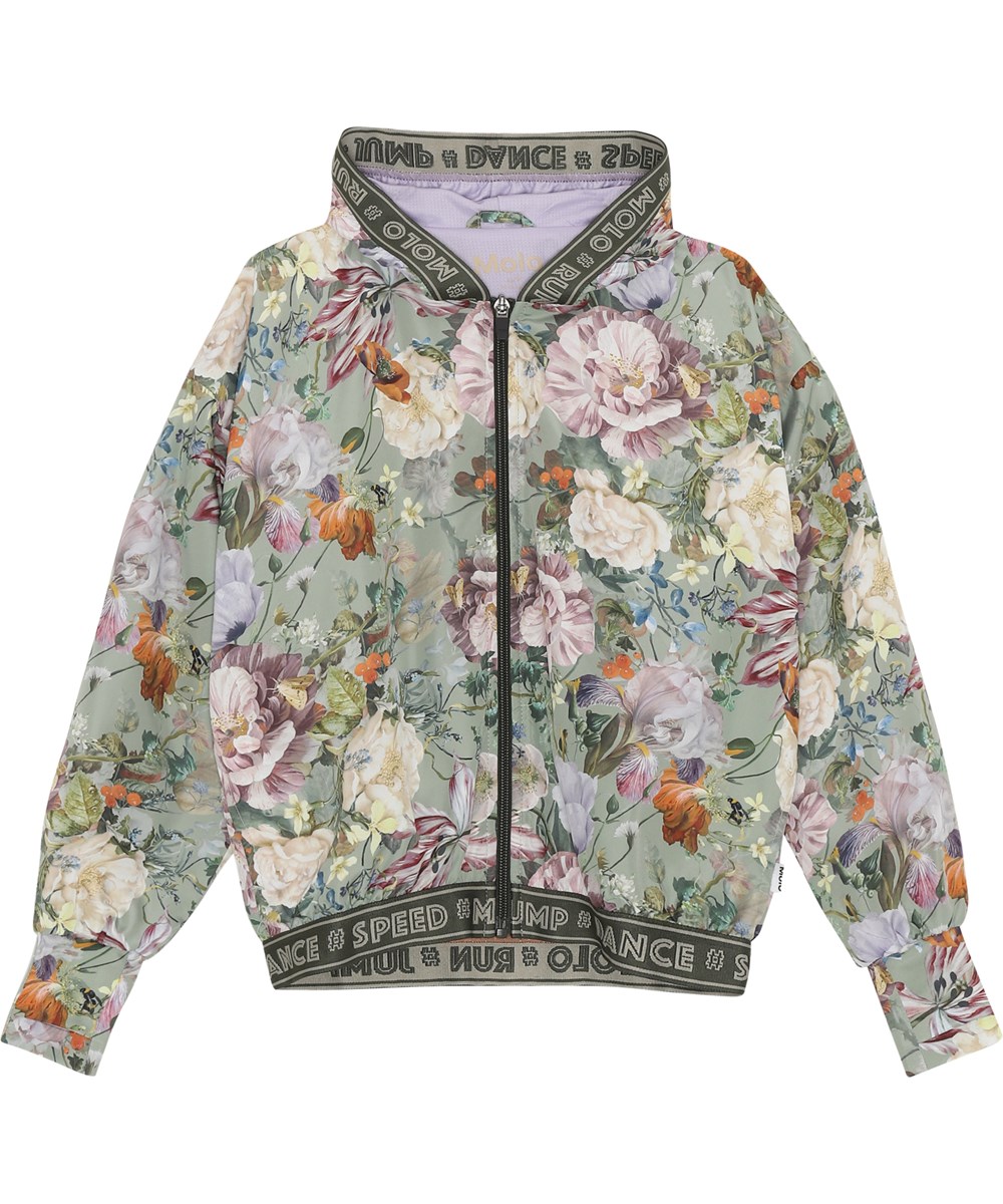 Ophelia - Green Botanic - Sportjacke in Hellgrün mit Blumendruck