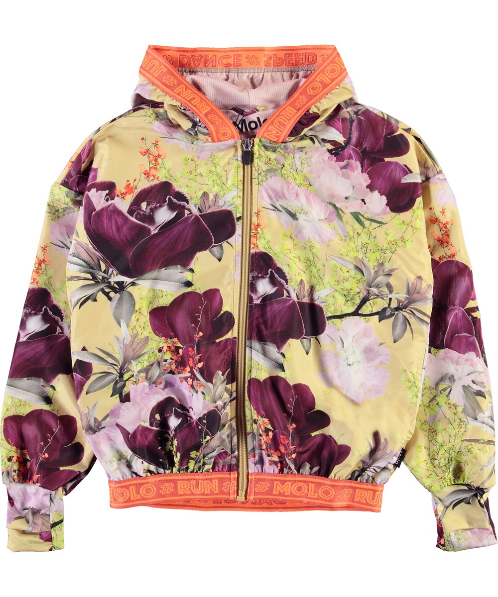 Ophelia - Orchid - Hellgelbe Sportjacke mit Blumendruck