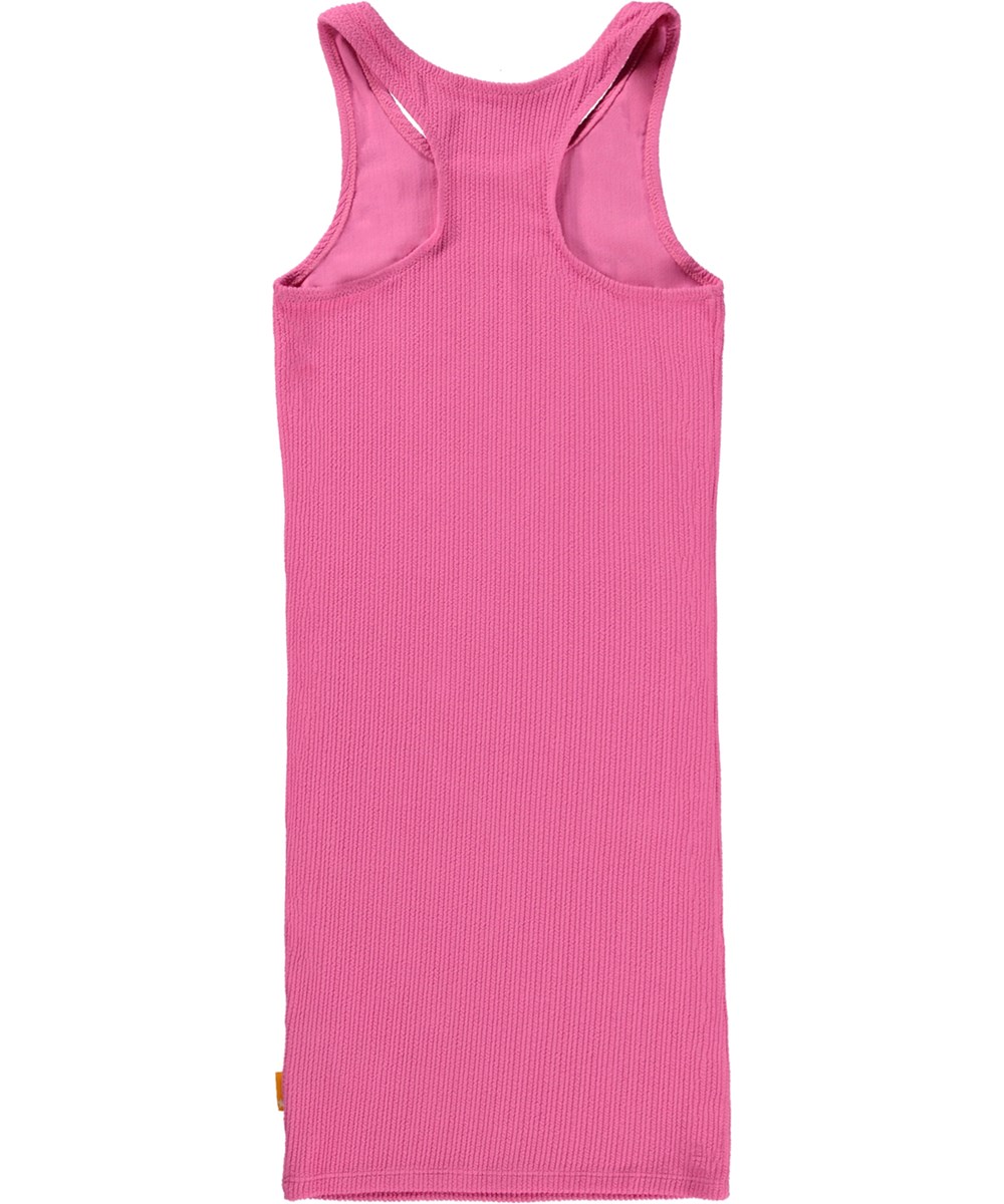 Cailey - Hibiscus - Pinkfarbenes Tanktop-Kleid mit gewelltem Smok-Effekt