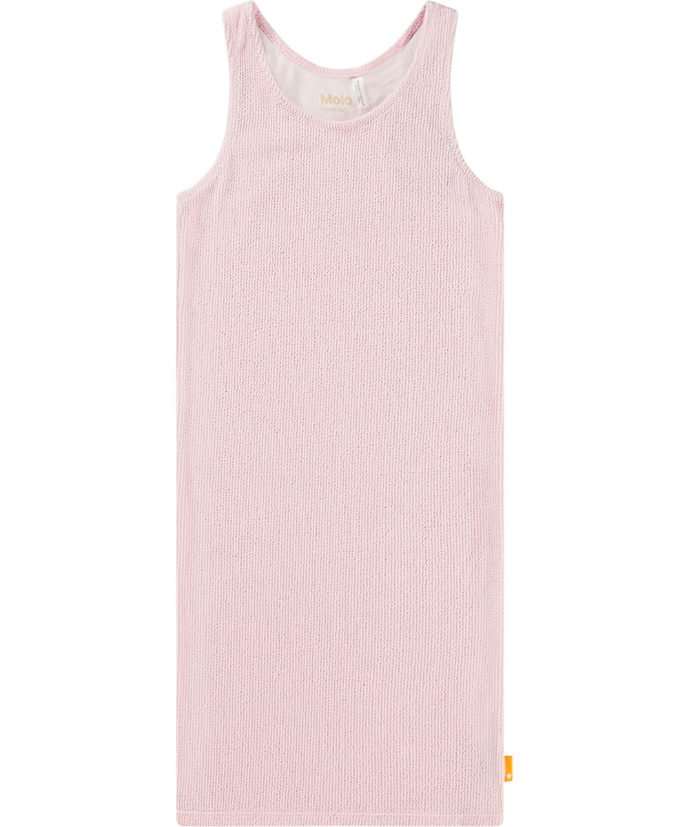 Cailey - Pink Glace - Dehnbares rosa Trägertop-Kleid für Kinder mit Struktur, breiten Trägern und rundem Ausschnitt.