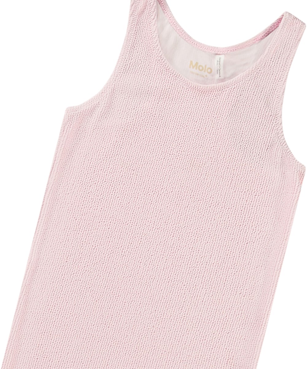 Cailey - Pink Glace - Dehnbares rosa Trägertop-Kleid für Kinder mit Struktur, breiten Trägern und rundem Ausschnitt.
