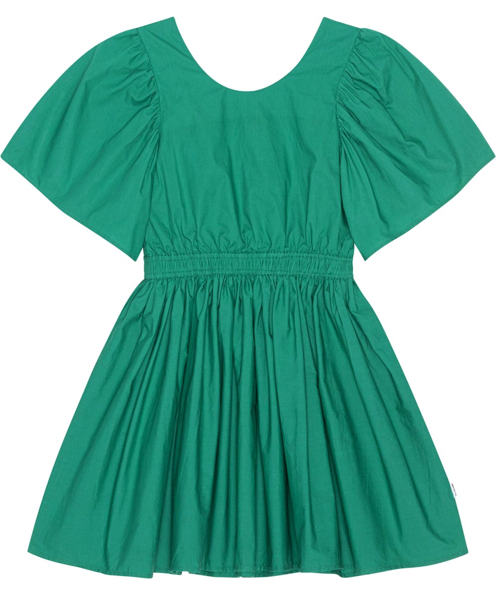 Cally - Tennis Green - Grünes Kleid aus Öko-Baumwolle mit offenem Rücken