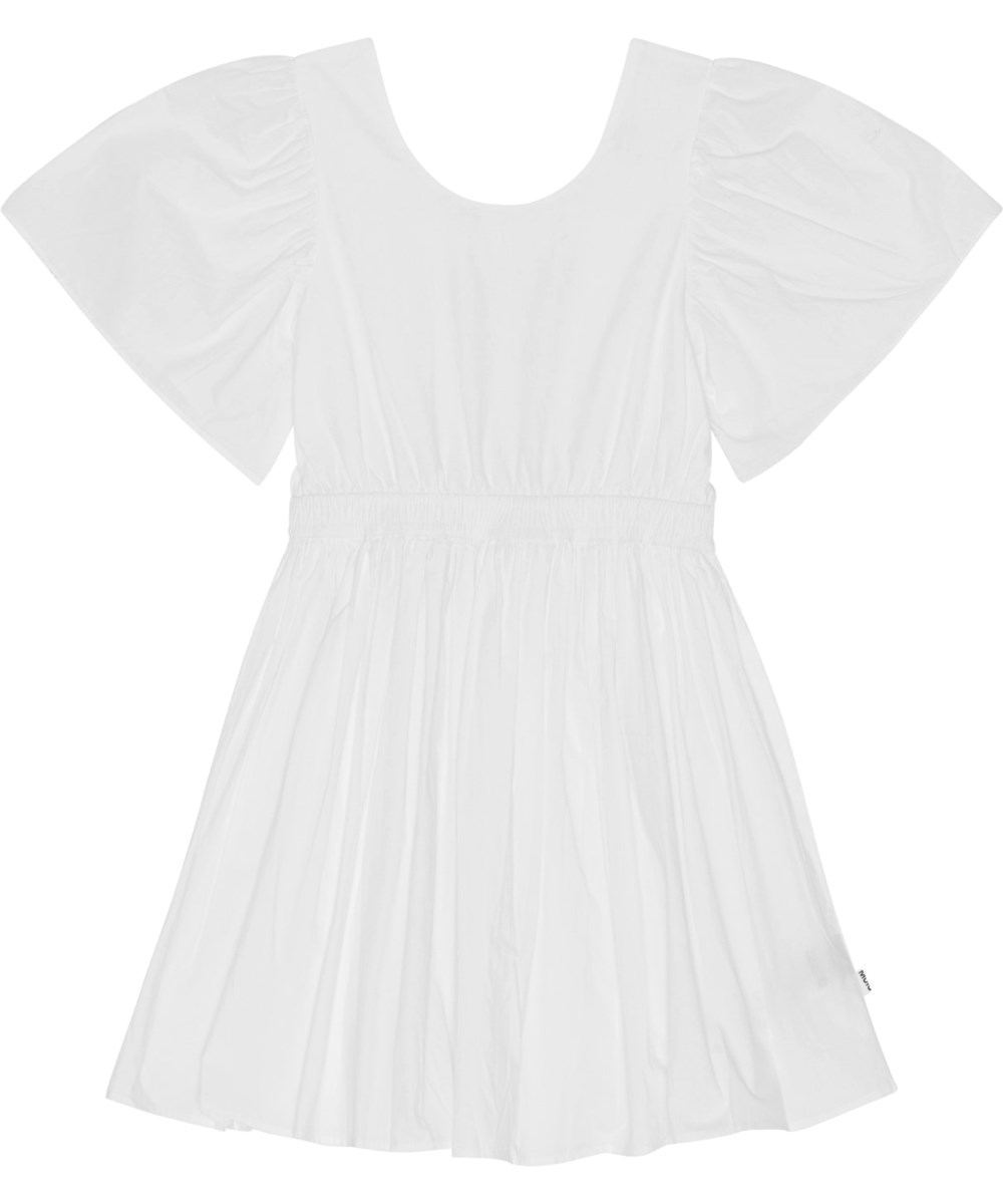 Cally - White - Weißes Kleid aus Öko-Baumwolle mit offenem Rücken