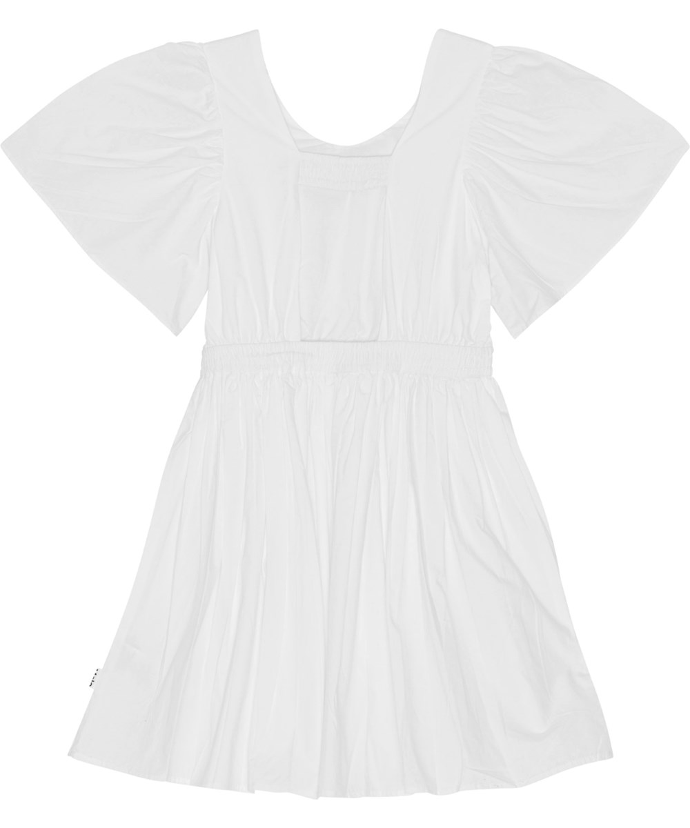 Cally - White - Weißes Kleid aus Öko-Baumwolle mit offenem Rücken