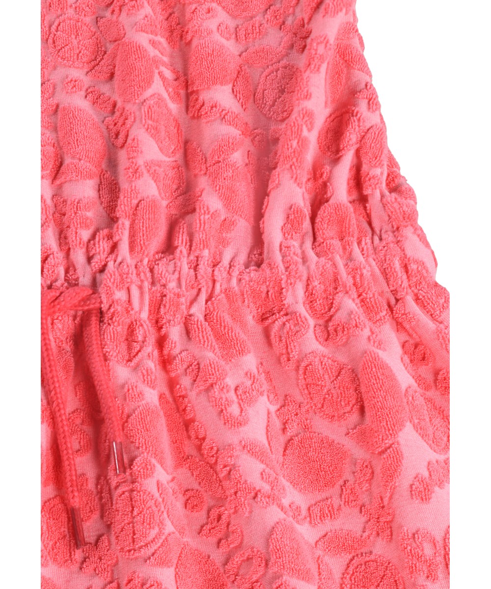 Camden - Lemon Quotes - Rosa Kleid für Kinder mit einem Muster aus Zitrusfrüchten aus Baumwollfrottee.