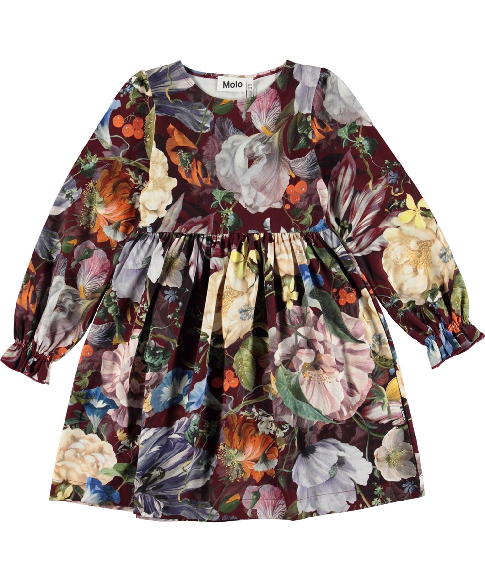 Camie - Botanical Canvas - Öko dunkellilla Kleid mit Blumen