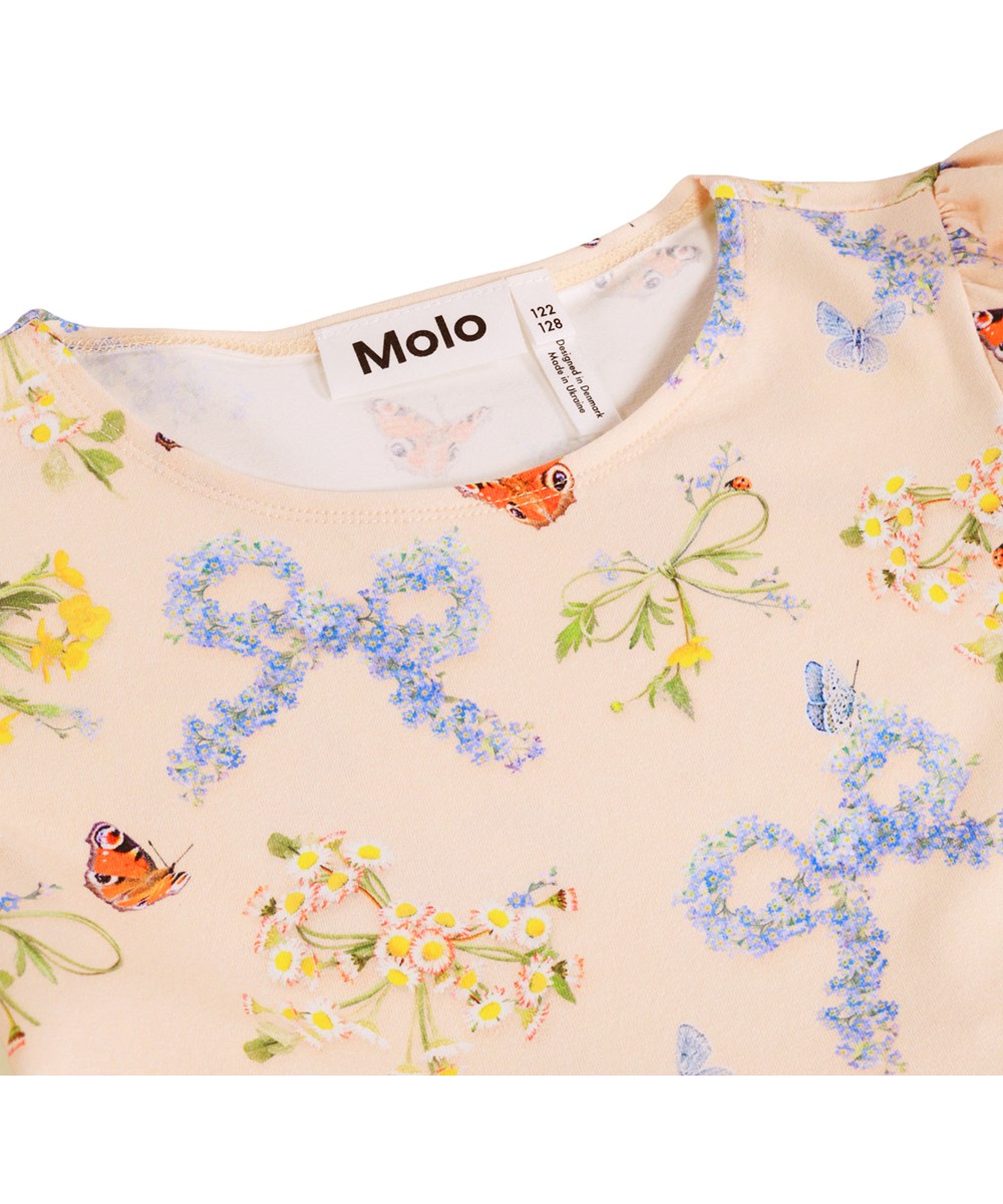 Camie - Flowerbows - Rosa Kleid für Kinder aus Bio-Baumwolljersey mit Blumenmuster