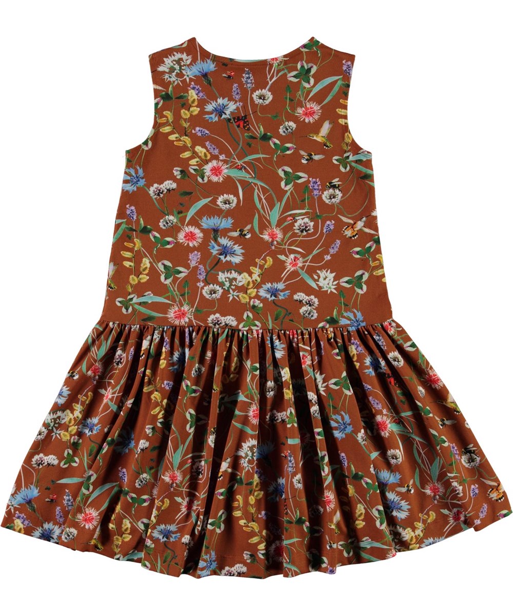 Candece - Wildflowers - Öko braunes Kleid mit Blumendruck