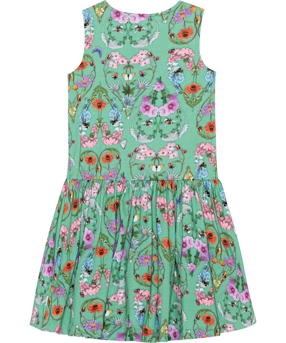 Candece - With Love - Grünes Kleid aus Öko-Baumwolle mit Blumendruck