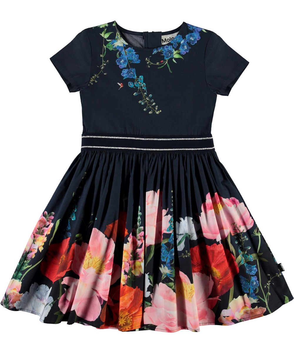 Candy - In Bloom - Öko dunkelblaues Kleid mit Blumen