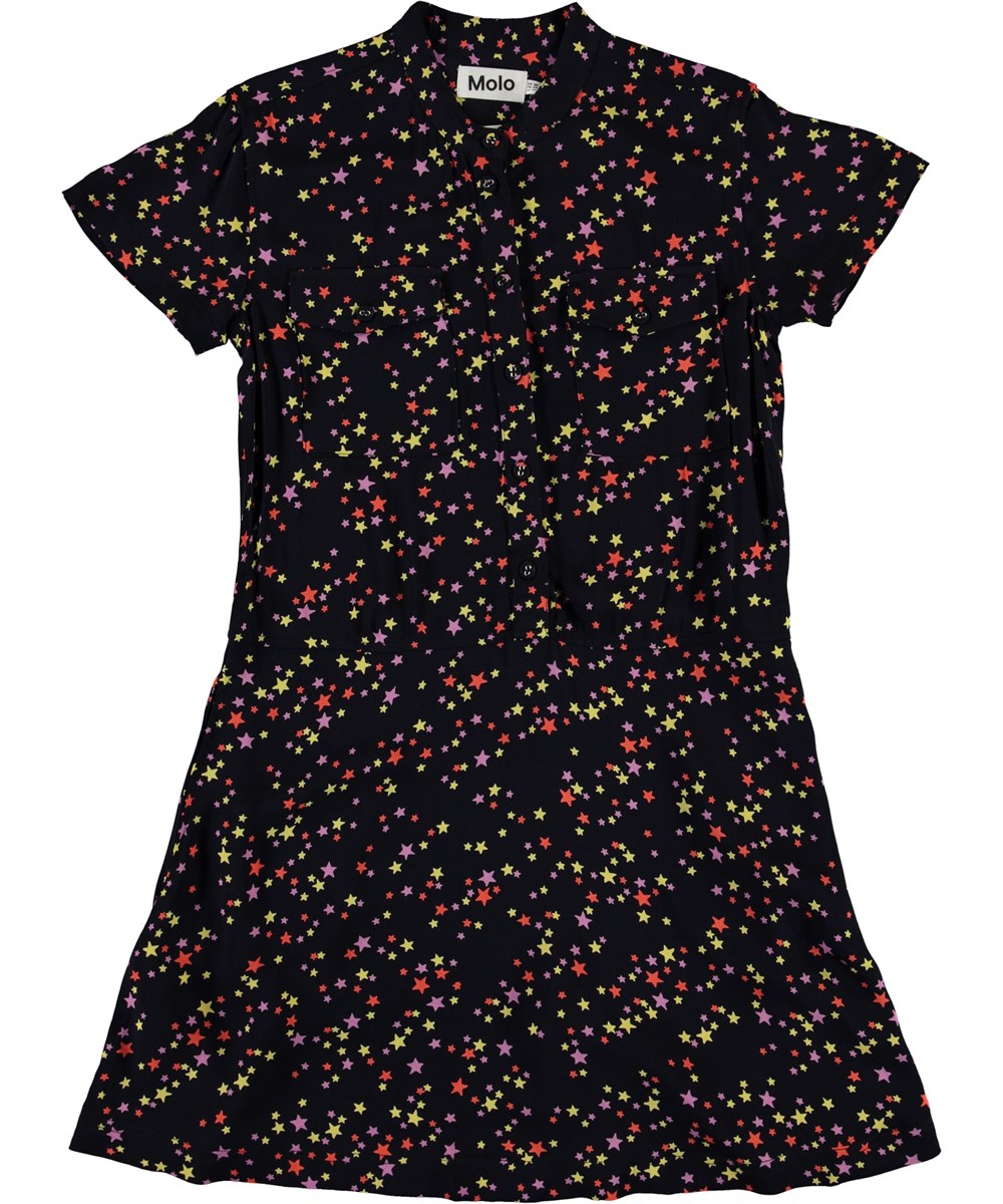 Caris - Starry Sky - Schwarzes Hemdkleid mit Sternendruck