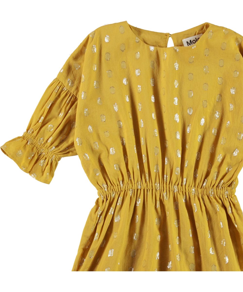 Carlys - Nugget Gold - Gelbes Kleid mit goldenen Punkten