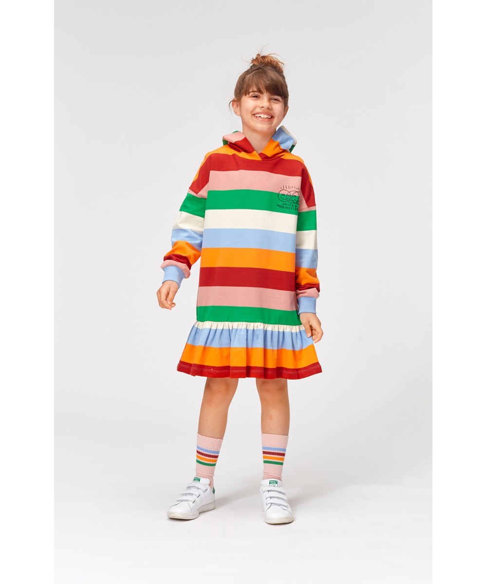 Carma - Pastel Rainbow - Öko gestreiftes Sweatshirtkleid