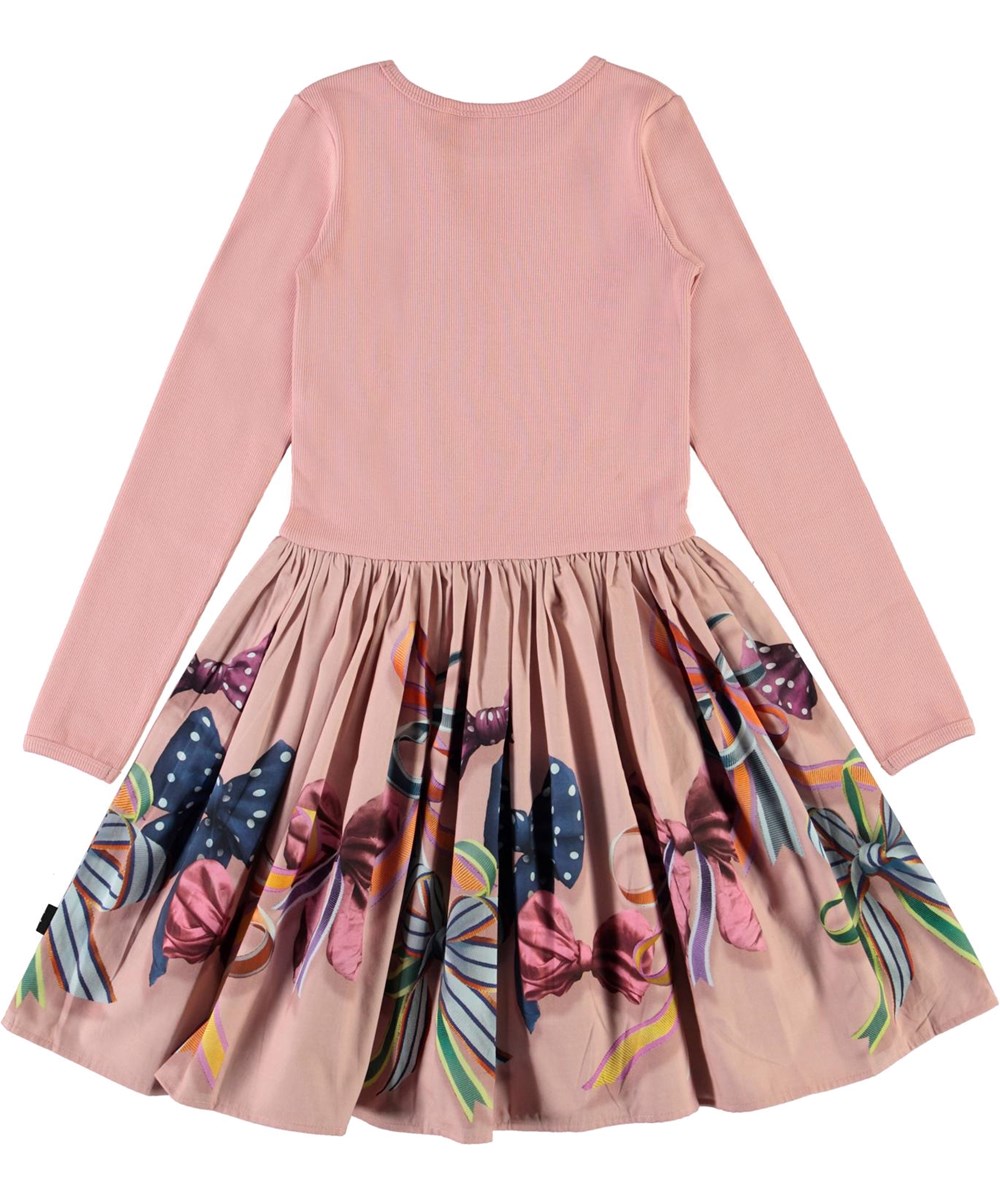 Casie - Festive Bows - Öko rosa Kleid mit Schleifen