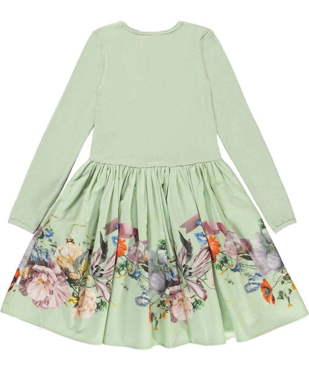 Casie - Garland - Mintgrünes Öko-Kleid mit Blumendruck