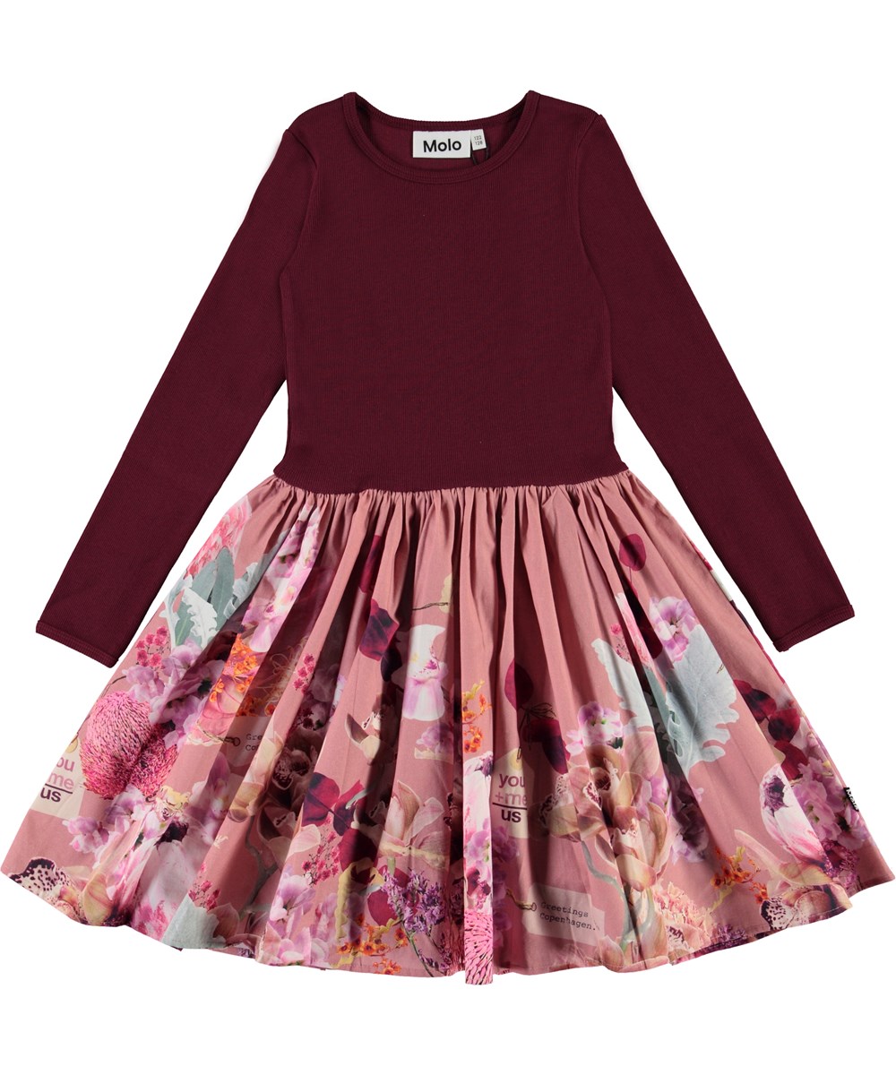 Casie - Greetings - Öko-Kleid mit Druck von Blumen-Grüßen